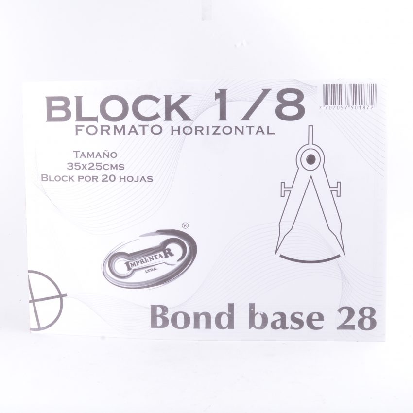Block Dibujo En octavo 25cm x 35cm Formato Horizontal Base 30 115gr x 20  Hojas