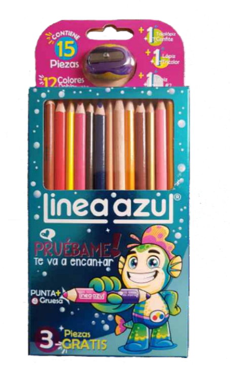 COLORES INTENSOS Y BRILLANTES DOBLE PUNTA X 15 LINEA AZUL